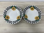 Sunny Tabletops Unlimited Sunflower Pasta Bowls 9 Black Check Set Of 2. Fixed Price $19.76.