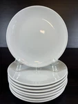 8 Homer Laughlin Empire White 6 1/2 Coupe Restaurant Ware Salad Dessert Plates. Fixed Price $33.99.