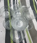 Set Of 11 Vintage Arcoroc France 5" Clear Glass Bowl Starburst Diamond Pattern. Fixed Price $64.95.