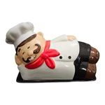 Boston Warehouse Ceramic Laying Chef W/ Hat Covered Butter Dish Vgc. Fixed Price $23.95.