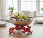 Michael Aram Signed Ocean Reef Redcoral Footed Stainless Steel Bowl Centerpiece. Fixed Price $119.00.