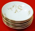 Thomas Rosenthal Germany 6 Berry Dessert Bowls Brown Leaves Ribbed Gold Trim. Fixed Price $19.95.