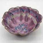Bay Pottery Scalloped Bowl Virginia Studio Art Glazed Purple Blue Iris Flower. Fixed Price $17.95.
