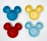 Disney Store Mickey Mouse Bowl Set 4 Ceramic Snack Mini Dipping Divided Ears. Fixed Price $33.99.