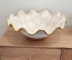 Mackenzie Childs Rosy Check Medium Ceramic Bowl. Fixed Price $239.00.