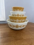 Pyrex Butterfly Gold (original Pattern) 4-PIECE Bowl Set 401-404. Fixed Price $150.00.