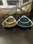Soup Cracker Pottery Bowls Blue Green Drip Glaze W/handle Set Of 2. Fixed Price $30.00.