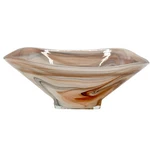 Shiraleah Frosted Peach Black Alabaster Square Serving Bowl 9" Turkey Euc. Fixed Price $24.95.