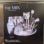 Godinger Hammered Finish Stainless Steel 9PC Bar Set Cocktail Shaker Ice Bucket. Fixed Price $40.00.