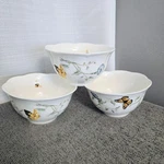 Lenox Butterfly Meadow Bowls 3 Set Floral Dinnerware Rice Cereal Cream. Fixed Price $32.99.