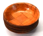 Lot Of 12 Tablecraft 8" Round Woven Mahogany Bowls Classic Wood Stackable. Fixed Price $29.99.