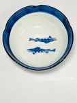 Cost Plus Vintage White Blue Scalloped Cereal Soup Bowl Fish Made Japan. Fixed Price $8.23.