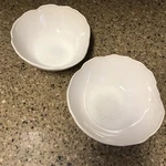 (2) Jars France Plume White Pearl Fruit/ Dessert Bowls 6 3/8". Fixed Price $89.90.