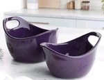 Rachael Ray 1 & 2 Quart Stoneware Mixing Bowl Set W/pour Spout Handle (purple). Fixed Price $32.40.