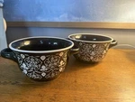 Pot Soup Crocks Set Of 2 Brown White Stoneware Chili Bowls Handles. Fixed Price $16.00.