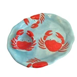 Dennis East Ceramic Crab Chip And Dip Serving Platter Blue Red Nautical Coastal. Fixed Price $24.00.