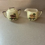 Weil Ware Mcm California Yellow Rose Sugar Bowl & Creamer Vintage Ceramic Pcs.. Fixed Price $24.95.