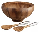 Nambe Yaro Acacia Wood Salad Bowl W/ Servers - Brand New. Fixed Price $49.00.