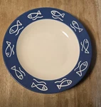 Pottery Barn Bongo Blue Fish Rim Soup Bowl Japanese Crafted From 1990'S 2PC.. Fixed Price $21.99.