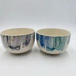 Anthropologie Night Sky Bowl Stoneware Blue Teal Drip Watercolor Wash Gold Star. Fixed Price $41.25.