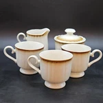 Mikasa Manor House KG000 Stoneware Sugar Creamer Set 3 Cups Vintage Beige Brown. Fixed Price $40.00.