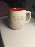 Teacher Mug Cup Abbey & Ca Home Handcrafted Ceramic Coffee Beige Red New. Fixed Price $24.99.