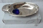 Vtg Towle Silverplate Penguin Serving Tray Dip W/ Spear & Glass Liner Nib 11.75. Fixed Price $48.00.