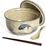 Ceramic Ramen Bowl Set Noodle With Lid 27OZ Japanese Retro Style Soup. Fixed Price $29.62.