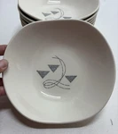 7- Mcm Edwin Knowles Flair K1017 Coupe Bowl, Black Triangle Lines. Fixed Price $55.00.