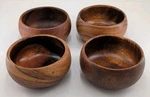 Set Of 4 Crate & Barrel Tondo 5.75" Small Acacia Wood Serving Bowls Hand Carved. Fixed Price $29.89.