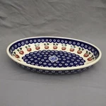 New Polish Pottery Ceramika Wiza Boleslawiec Oval Serving Bowl 11 1/2" Apples. Fixed Price $28.00.