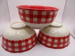 Set Of 3 Pioneer Woman Red & White Gingham 6.5"STONEWARE Cereal Bowl-excellent. Fixed Price $29.99.