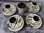 Better Homes & Gardens Trout Lodge 16-PIECE Ceramic Fish Dinner Set Plates Bowl. Fixed Price $400.00.