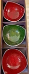 Simplydesignz Modern Organic Metals 2 Ruby Red 1 Emerald Enamel Nut Bowls 5. Fixed Price $18.00.
