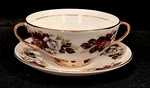 Royal Imperial 4 1/2" Double Handle Flower Rose Cream Soup Bowl Saucer England. Fixed Price $30.40.