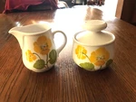 Noritake Creamer & Sugar Bowl W/lid Progression Flower Time #9072 Pattern Japan. Fixed Price $18.50.