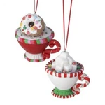 3" Clay Dough Cocoa Cup With Sweets Ornaments Set Of 2 Christmas Decor. Fixed Price $20.00.