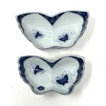 Andrea By Sadek Butterfly Porcelain Nesting Trinket Bowls Dish Set 2 Blue White. Fixed Price $16.20.
