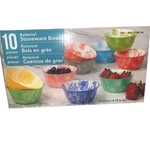 Botanical Signature Housewares 10-PIECE Stoneware Bowls In Box. Fixed Price $24.99.