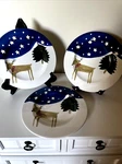 Reindeer Tree Plates Rare Home International Trish Richman 8 Set Of 3 Salad. Fixed Price $29.00.