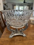 Vtg 1960'S Godinger Crystal Bowl With Silver-plated Ornate Stand Art Nouveau. Fixed Price $85.00.