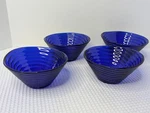 Studio Art Cobalt Blue Glass Bowls Dishes Ribbed Vtg Salad Ice Cream Set Of 4. Fixed Price $26.24.