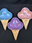 3 Century Vintage Ice Cream Bowls Waffle Cone Handles Ceramic Pastel Set. Fixed Price $39.95.