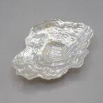 Akcam Iridescent Luster White Glass Oyster Shaped Appetizer Plates Set Of 4 New. Fixed Price $39.97.