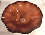 Art Glass Ruffled Console Bowl Marble Burnt Orange Jozefina Krosno Poland. Fixed Price $39.99.