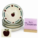 International China Applejack Gingham Apples Stoneware Soup Cereal Bowls Set 4. Fixed Price $29.74.