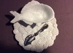 Mud Pie Glazed Terra Cotta Fish Dip Cup & Spreader And Embossed Shell Plate. Fixed Price $19.99.