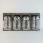 Farmhouse Style Rustic Wood Wall-mounted Organizer Mason Jars Chalkboard Labels. Fixed Price $20.34.