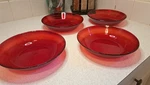 4 Arcoroc France Ruby Red Glass Pasta/salad Bowl 8 Vintage Cranberry Euc. Fixed Price $45.00.