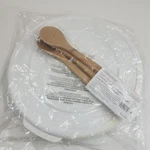 Pampered Chef Retired Bamboo Spoon Set #1674 New + Collapsible Salad Bowl Lid. Fixed Price $49.99.